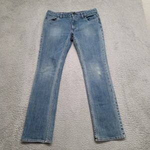 VANS Off The Wall Jeans‎ Womens 33x31 Blue Denim Straight Distressed Slim Skater